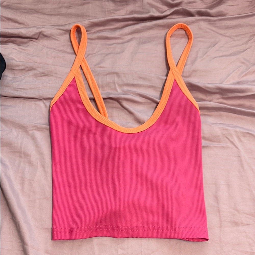 SHEIN Vibrant Pink Top with Orange Accents